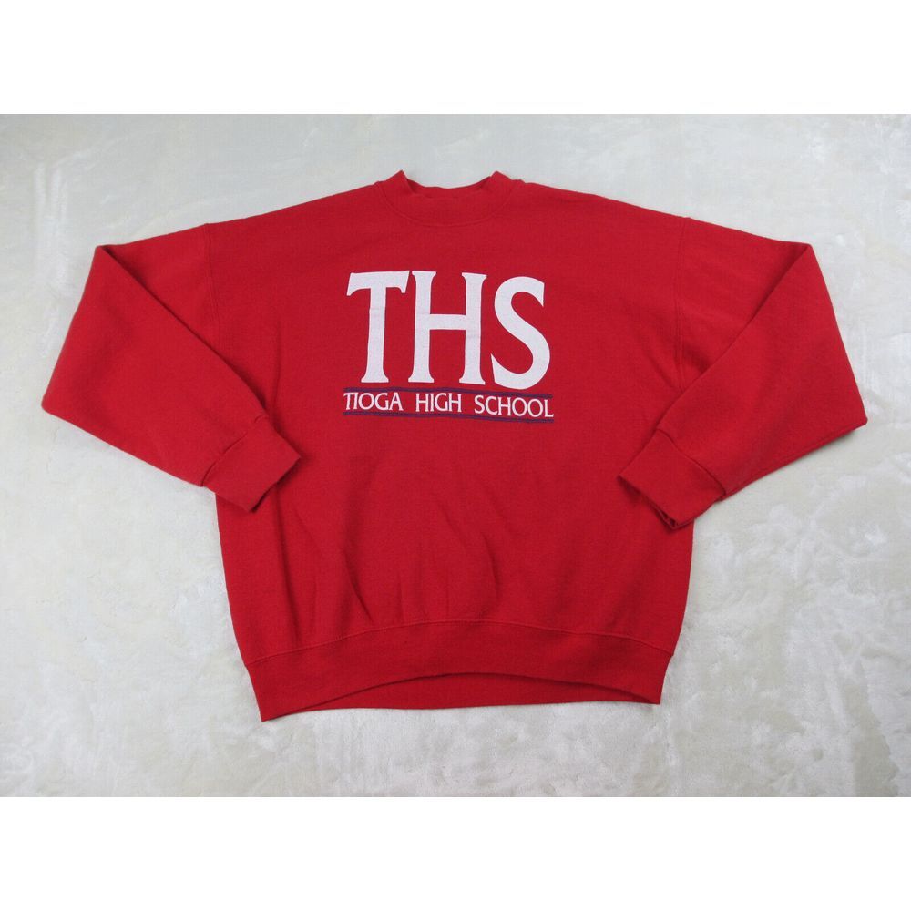 VINTAGE Fruit Of The Loom Sweater Mens Large Red Tioga High Crewneck‎ Casual*